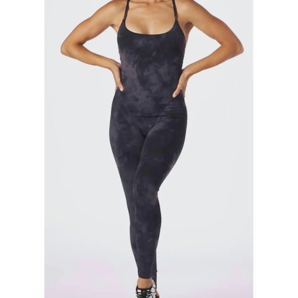 NEW Glyder Pure Bodysuit Womens XS Black Tie Dye Yoga Activewear Sleeveless